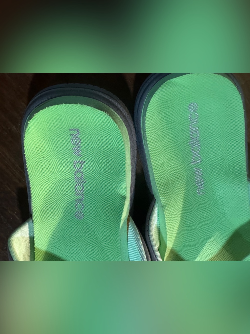 New Balance Women's Neon Green and Gray Thong Sandals - Picture 3 of 5